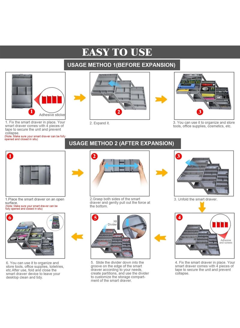 منظم أدراج متعدد المستويات قابل للتمدد والطي – منظم ذكي للمطبخ والمكياج والمجوهرات والمكاتب - Image 5